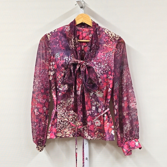Vintage Tops - Vintage Floral Polyester Neck Tie